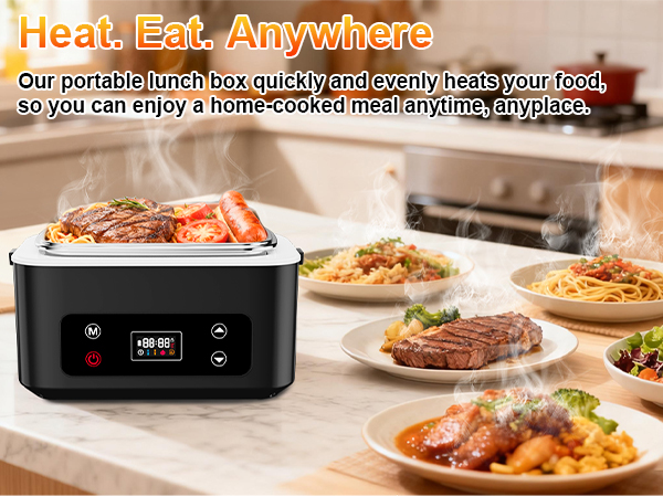 Cordless Electric Lunch Box for Adults, Heated Lunch Box Battery Powered with Automatic Heating