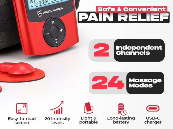 tens unit ems pms electric pulse massager portable shock shoulder back pain relief electrode pad