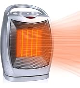 Brightown Portable Ceramic Space Heater 1500W/750W, 2 in 1 Oscillating Electric Room Heater with ...