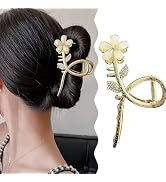 Flower Hair Clips for Women Gold Rhinestone Flower Hair Claw Non-Slip Strong Hold Hair Jaw Clips ...