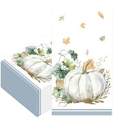 100 Pcs Fall Paper Napkins, 3-Ply Pumpkin Maple Leaves Guest Dinner Hand Towels Disposable Thanks...