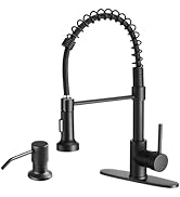 OWOFAN Kitchen Sink Faucet with Soap Dispenser Kitchen Faucet with Pull Down Sprayer Stainless St...