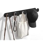 FORIOUS Coat Rack Wall Mounted, 5 Black Wall Hooks SUS304 for Hanging, Hook Rack for Towel, Bags,...