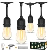 30FT Outdoor String Lights, 2700K Outdoor Lights for Patio Lights with S14 Shatterproof LED Bulb,...