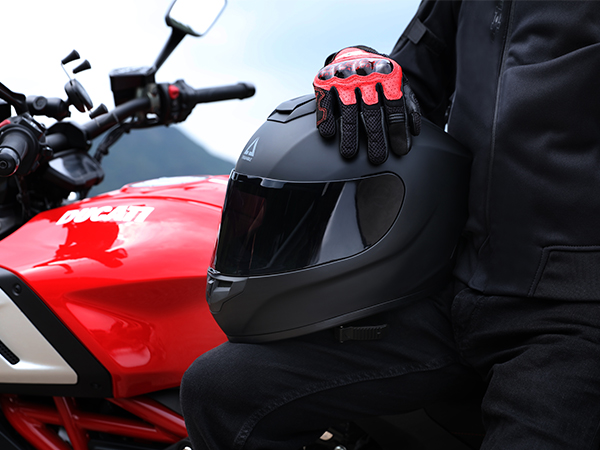 matte full face helmet with tinted visor