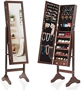 Sweetcrispy Freestanding Jewelry Armoire Cabinet, 47.3-Inch Full Length Jewelry Organizer Standin...