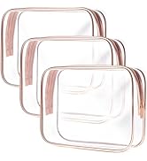 TRODANCE Clear Toiletry Bag, 3 Packs TSA Approved Water resistant Travel Organizer, Airport Airli...