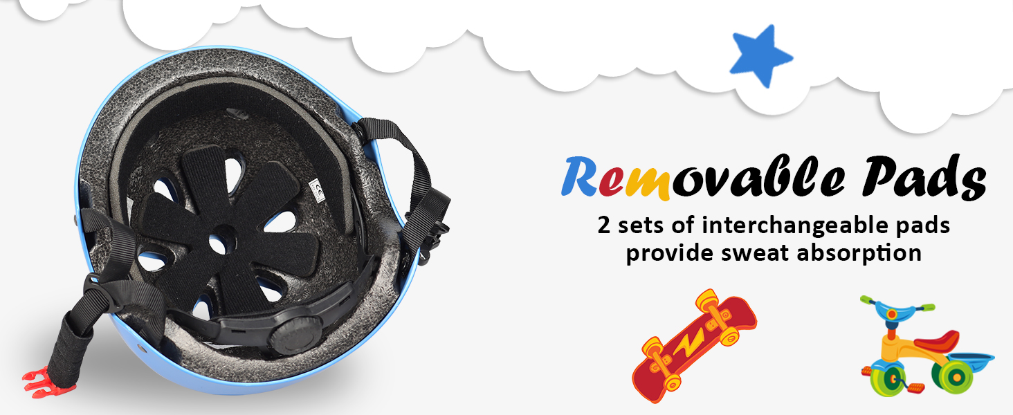 2 sets of interchangeable pads provide sweat absorption