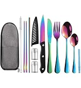 Logcow Travel Utensils with Case,Reusable Utensils,Portable Travel Camping Cutlery Set,Stainless ...