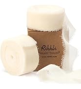 Ribbli Ivory Chiffon Ribbon 1 Inch x 20 Yard Handmade Fringe Chiffon Silk Ribbon Ivory Ribbon for...