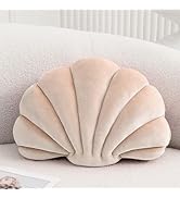 XIAIJIA Seashell Decorative Pillow Shell Shaped Throw Pillow 3D Insert Beach Pillow Soft Velvet P...
