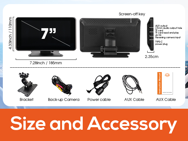 size of portable car stereo