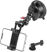 Mechrig Car Phone Holder Phone Mount for Car, Double-Layer Suction Cup Camera Mount with 360° Bal...