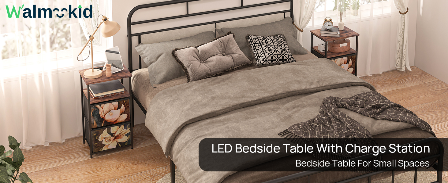 Nightstands Set of 2 with Charging Station