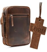 ELIZO Leather Bible Cover for Men Women Bible Case Small Book Cover Zipper Church Bible Bag Carry...