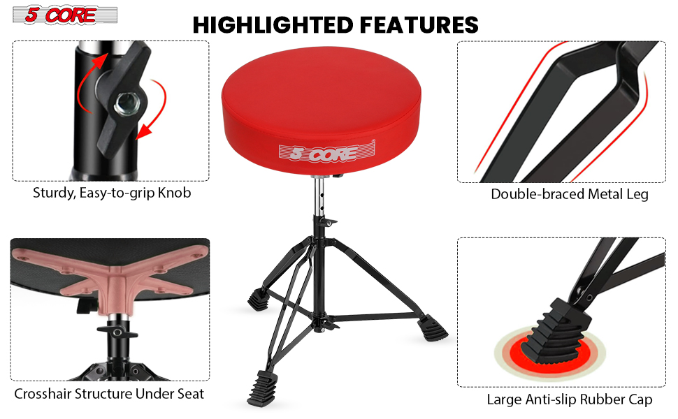 Drum Throne Padded Guitar Stool Music Chair for Adults and Kids
