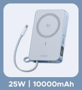 UGREEN MagFlow 10,000mAh Power Bank, Qi2 25W Certified Wireless Charging, Magnetic Portable Charg...