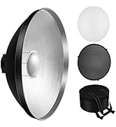 YUOCU 12inch/30cm Standard Reflector Beauty Dish Bowens Mount Kit with White Diffuser Sock, Honey...