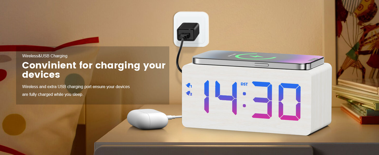 clock with charging station