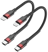 Bkduice 1ft USB C to Lightning Cable, 2 Pack PD Fast Charging [MFi Certified] Short USB C iPhone ...