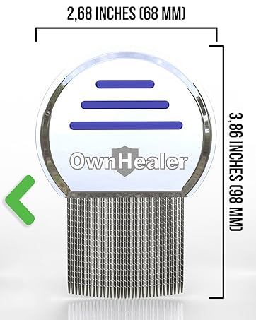 OWNHEALER metal Lice Comb treatment of Lice Eggs, Nits and Dandruff Peine para piojos y liendres.