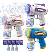 Britik 3 Pack Bubble Guns with Bubbles Solution: Automatic Bubble Maker Machine for Boys Girls, B...