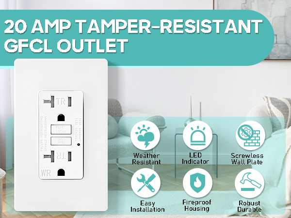20 amp gfci outlet white