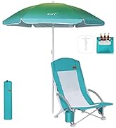 Nice C Beach Chair, Beach Chairs for Adults with Umbrella and Cooler, High Back, Cup Holder &amp; Car...