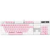 MageGee Mechanical Gaming Keyboard, 2021 New Upgraded 104 Keys White LED Backlit Keyboard with Bl...