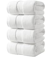 REDKISS 100% Cotton Bath Towels Set of 4, Extra Large Bath Sheets 27 X 59 Inches, 600 GSM, Quick ...