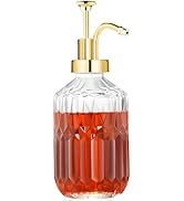 TIWPAJS Glass Coffee Syrup Dispenser 13.5oz, Syrup Bottles with Luxurious Diamond Texture, Gold S...