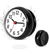 PIAMIG Waterproof Bathroom Shower Clock - Black | Compact Size, Large Number, Easy To Read,Strong...