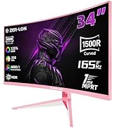 ZER-LON 34 inch Ultrawide Curved Gaming Monitor, 21:9 WQHD 3440×1440 165Hz Computer Monitors, 150...