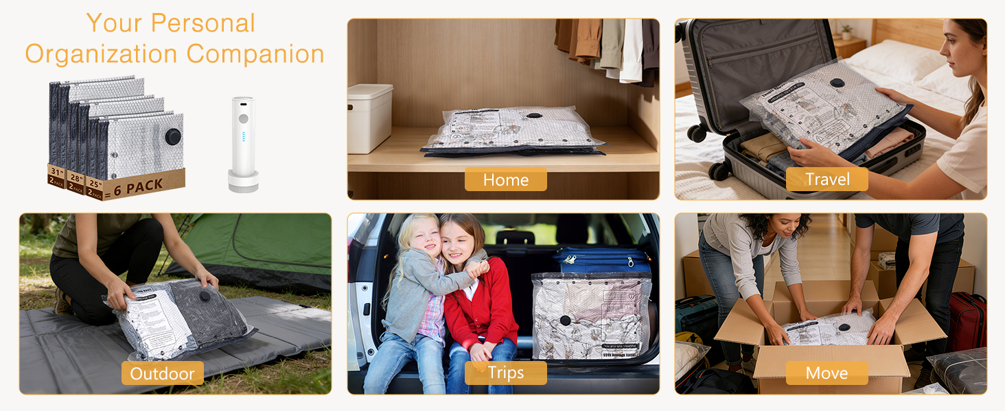 Vacuum Storage Bags with Electric Pump, Vacuum Seal Bags for Clothing Travel