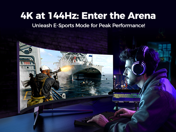 4K at 144Hz: Enter the Arena, Unleash E-Sports Mode for Peak Performance!