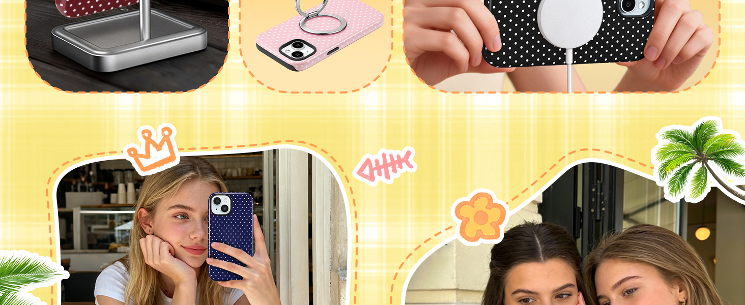 polka phone case magnetic case shockproof phone cover durable