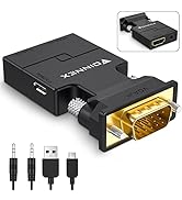 FOINNEX VGA to HDMI Adapter Converter with Audio, PC VGA Source Output to TV/Monitor with HDMI Co...