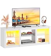 WLIVE LED TV Stand for 65-Inch TV, Modern Entertainment Center with Adjustable Glass Shelves &amp; Cu...