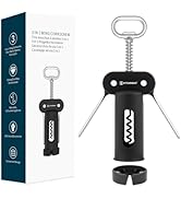 KITCHENDAO 3 in 1 Wing Corkscrew Wine Bottle Opener with Foil Cutter, Built-in Beer Bottle Opener...