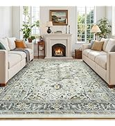 Vibrug Earthy Taupe Vintage 8x10 Living Room Rug - Light Grey Distressed Boho Aesthetic Geometric...