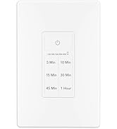 BN-Link Countdown Timer Switch for Bathroom Fans and Lights, 5-10-15-30-45-60 Mins Switch Timer, ...