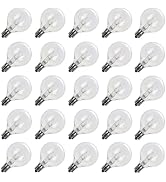 Brightown G40 Replacement Light Bulbs, 25 Pack 5W Clear Globe Bulb fits E12 C7 Candelabra Screw B...