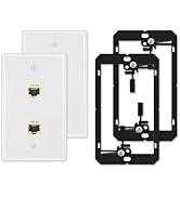 iwillink 10Gbps Ethernet Wall Plate, 2-Port Keystone Wall Plate with CAT6A Shielded Keystone Coup...