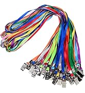 Lanyard with Clip, Wisdompro 30 Pack of 17 inch Colorful Blank Flat Nylon Neck Lanyard Strap with...