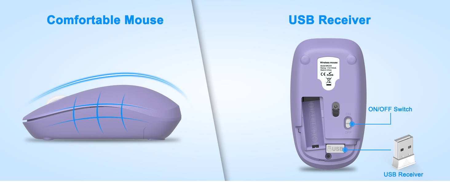 Wireless Keyboard and Mouse Combo, Full Size Silent Ergonomic Keyboard Mouse