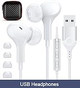 USB Headphones with Microphone for Laptop, 7.5ft Magnetic Wired Earbuds Noise Canceling in-Ear Ea...