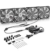 GDSTIME Big Airflow 4X 120mm Fans with 100V-240V AC Powered Speed Controller for DIY GPU Mining R...
