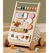 Tiny Land Wooden Baby Walker, Baby Push Walker, Montessori Walker Toy, Adjustable Speed Baby Walk...