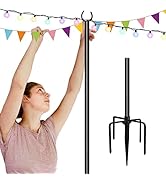 Tigerden 10ft String Light Pole for Soft Surfaces, Light Pole for Outdoor String Light, Perfect f...