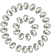 Clear Rhinestones Oval Sew On Rhinestone 50pcs 10x14mm Flatback Rhinestones with Silver Prongs fo...